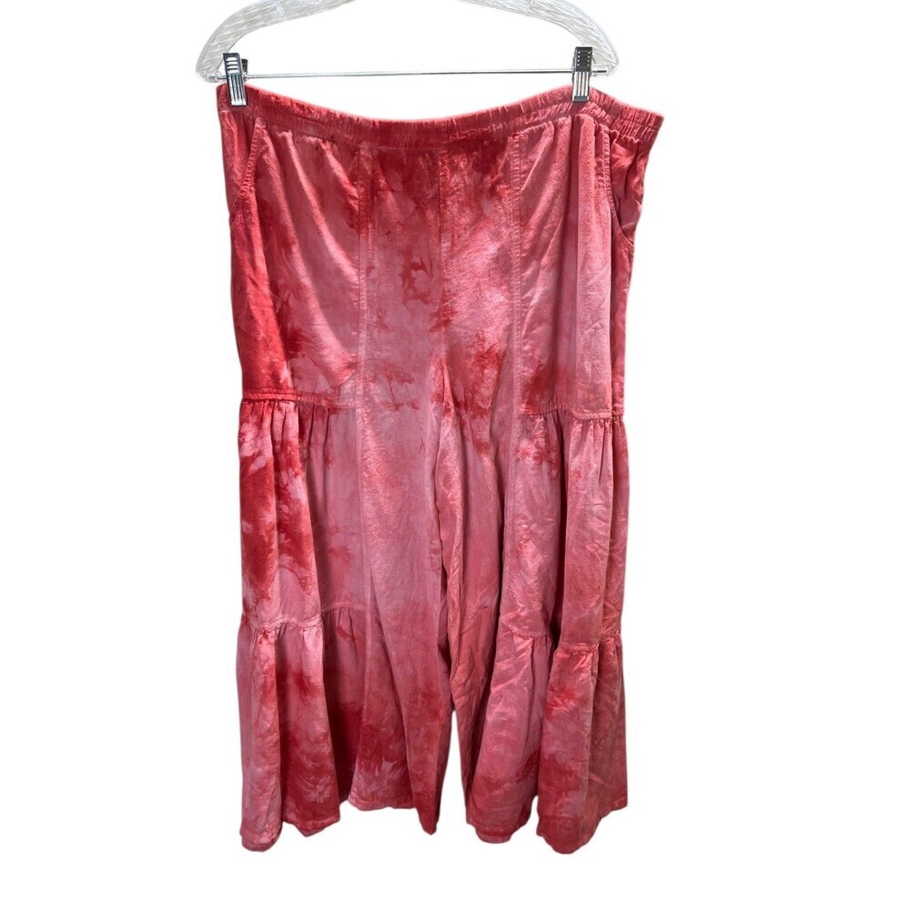Focus Pants Women's Size Medium Pink Tie Dye Casual Life Wide Leg 100% Cotton